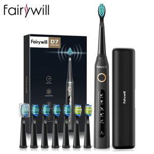 Toothbrush Fairywill Electric Sonic Toothbrush FW-507 Rechargeable USB Charge Waterproof Electronic Tooth 8 Brushes Replacement Heads Adult 230629