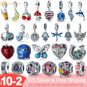 925 Sterling Silver for pandora charms authentic bead DIY Pendant women Bracelets beads Making New Sea Creatures Food Fruit