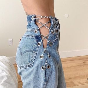 Women's Jeans European And American Bloggers With The Same Sexy Super Chain Hollow Loose Straight Women Summer 2023