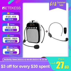 Spelare Retekess TR623 Megaphone Portable Voice Amplifier Microphone Speaker Recording With MP3 Player FM Radio för Tour Guide Teaching