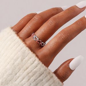 Cluster Rings High Quality Stainless Steel For Women Braided Signet Ring Simple Hollow Heart Jewelry Anillos Acero Inoxidable De Mujer