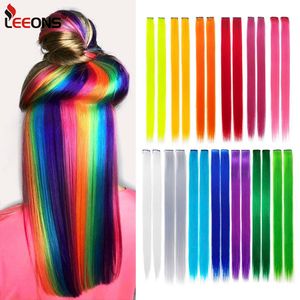 Synthetic Wigs Clip In s Raiinbow Hair Straight 18" Long Ombre Pink Purple Red Blue 230630