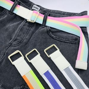 Belts Trendy Rainbow Colors Exquisite Waist Belt For Women Lady Pretty Canvas Thin Skinny Dress Accessory