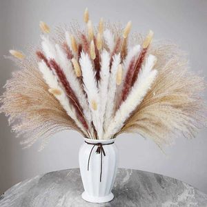 Dried Flowers 90Pcs/lot Set Wedding Fluffy Natural Living Room Decoration Tall Grass Bouquet Home Decor