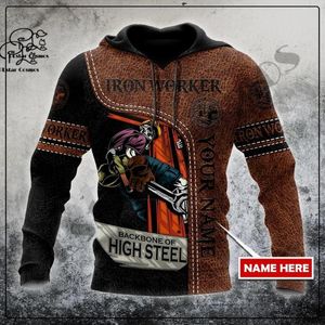 Erkek Hoodies PLstar Cosmos 3DPrinted Est Ironworker Worker Job Eşsiz Hrajuku Sokak Şıklığı Komik Unisex Günlük Günlük Kapüşonlular/Zip/Sweatshirt Q-4