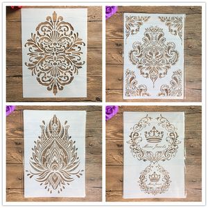 Outros acessórios de mesa 4 pçs conjunto A4 Mandala vintage padrão flores Stencils Pintura Coloring Embossing Álbum Scrapbook Decorative Template estêncil 230630