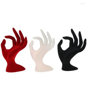 Jewelry Pouches 4 Colours Display Stand Velvet Hand Finger Shape Stands Ring Bracelet NecklacePlastic Holder Rack 17 11cm(H W)