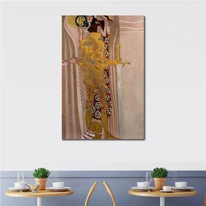 Famous Female Canvas Art Beethoven Frieze The Well-armed Strong Gustav Klimt Oil Painting Reproduction Handmade High Quality