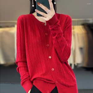 Women's Knits 2023 Cardigan Cashmere Sweater Hollow Out Knitted Coat