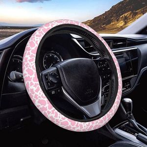 Steering Wheel Covers Pink Cow Print Anti Slip Elasticity Car Accessories Protector Universal 15 Inch