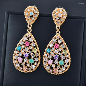 Dangle Earrings SINLEERY Korean Fashion Colorful Stones Teardrop Big Party For Women Wedding Accessories Earring SSB