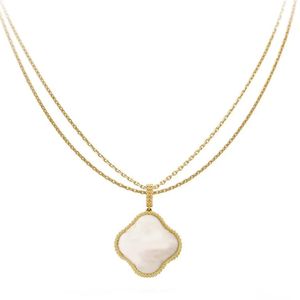 1 Collane con motivo trifoglio per donna Elegante collana in oro Diapositiva di alta qualità Catena di maglioni firmati Gioielli Placcato in oro 18 carati Regalo di nozze 25 mm Grande fiore