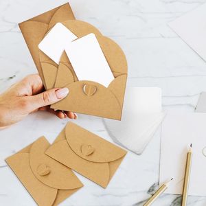 Подарочная упаковка мини-конверты деньги сердце пряжка крафт-бумага набор пустых карт европейский стиль коричневый изготовление