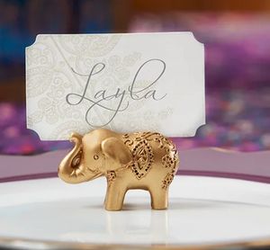 Przyjęcie weselne Favors Lucky Golden Elephant Place Nazwa karta Uchwyt Dekoracja stołu C130