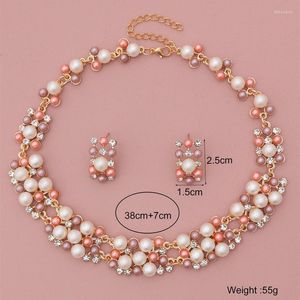 Necklace Earrings Set & ZOSHI Simulated Pearl Bridal For Women Rhinestone Beads Wedding Choker Jewelery Stre22