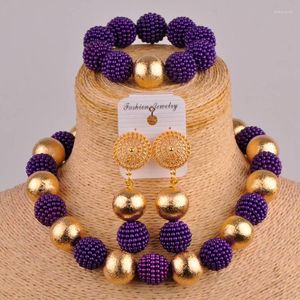 Ожерелье, серьги, набор изысканных и очаровательных украшений из бисера, имитация жемчуга, коричневые женские нигерийские свадебные африканские бусины, XX-66Earrings