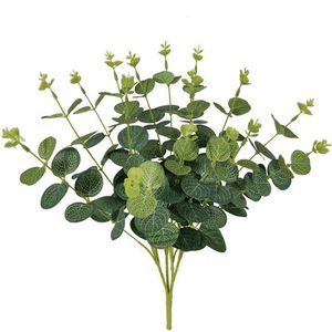 Coroas de Flores Decorativas Zerolife Plantas Artificiais Emulacionais Folhas de Eucalipto 4 Garfos 16 Cabeças de Plástico Verdura Planta Falsa Parede de Casa D