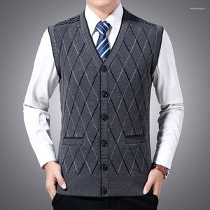 Coletes Masculinos 2023 Marcas de Moda Camisolas Homens Pulôveres Colete Sem Mangas Slim Fit Jumpers Malhas Outono Estilo Coreano Roupas Casuais Masculinas