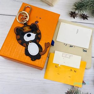 fashion cute bear tiger PU leather key chain car accessories key ring lanyard key wallet chain