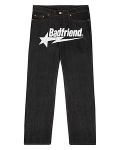 Männer S Jeans Y2k Jeans Baggy Hiphop Bad Friend Brief Gedruckt Baggy Hosen 2023 Harajuku Mode Punk Rock Hosen Streetwear breite Bein Hosen