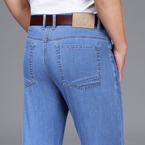 Männer Jeans Sommer Business Licht Blau Gerade Klassische Stil Mode Seide Baumwolle Lose Stretch Denim Hosen Männliche Marke Hosen 230629