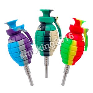 Grenade Silicone Collector Kit med 14mm G2 Titanium Tip Oil Rig Koncentrat Pip Tips Dab Rökning Pipe DHL Gratis frakt