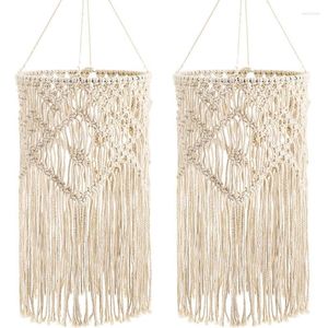 Ceiling Lights 2X Hand-Woven Living Room Lamp Shade Bohemian Tassel Bedroom & Bathroom Lampshade Warm White