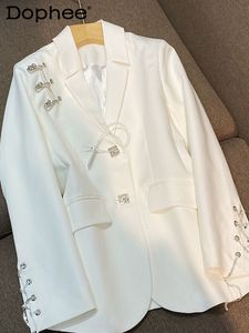 Women's Suits Blazers Korean Solid Loose Suit Coat Women Temperament Ladies Fashion Button White Blazer Jacket 2023 Spring Clothes 230630