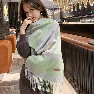 Шарфы осень-зима корейский стиль дикая шаль двойного назначения длинный кашемировый британский клетчатый толстый теплый шарф шерстяной женский