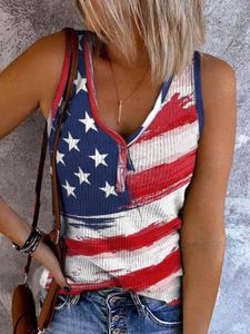 Womens Tanks Independence Day Flag Camo Tank Tops Summer Low Cut Sleeveless Button Down Casual Shirts Strips Stars Tees Camisole