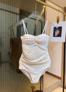 Strandbikini, atmungsaktiv, bequem, Damen-Badeanzug, bedruckt, weiß, Neckholder, schnell trocknend, modischer Badeanzug für Damen, 55