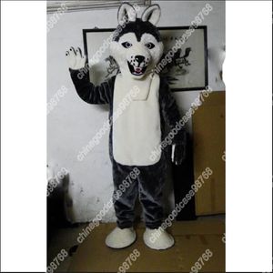 Neues erwachsenes Charaktergrauer Wolf-Maskottchen-Kostüm-Halloween-Weihnachtskleid-Ganzkörper-Requisiten-Ausstattungs-Maskottchen-Kostüm