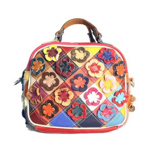 TOTEES WIND LEATHER HANDBAG Crossbody Bag HandPainted Flower Women's Colorful Diamond Grid Patchwork Small Square Tofu 230619