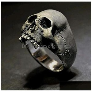 Anelli a fascia che vendono Rock Gothic Skl Ring Punk Jewelry Mens Halloween Gift Retro Drop Delivery Otwxy