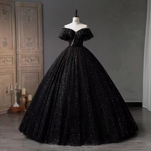 Elegant black princess gown Mother Of The Bride Dresses A Line sequined bling Appliques Long Groom Godmother Evening Dresses For Wed Party vestidos Robe Soriee