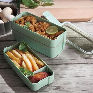 Servis uppsättningar Pure Color Portable Bento Box 3-Layers Lunch förvaringsberåer utomhus hem kök tillbehör för vuxna barn