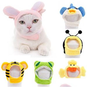 Dog Apparel Cute Funny Caps Rabbit Duck Bee Frog Shaped Puppy Kitten Party Headwear Costume Accessory Drop Delivery Home Garden Pet S Dhvdg