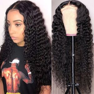 Deep Wave Frontal Wig 150% Curly Human Hair Wig 26Inch Transparent Tpart Brazilian Wet And Wavy Lace Front Deep Wave Wig