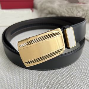 Top Quality Black Calfskin Men Belts Fashion Brand Designer Belt 24K Steel Automatic Buckle 3.5cm Business Dress Waist Belts with Box