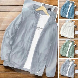Erkek Ceketleri Güneş geçirmez Ceket Rüzgarlık Yağmur Ceket Fermuar Erkek Dış Giyim Nefes Alabilir Ince Kapşonlu Hafif Egzersiz Yağmur Geçirmez