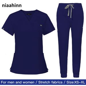 Etnisk klädsjukhusdoktor Nursing Uniform Kvinnor Partihandel Casual Short Sleeved V Neck Jogger Surits sjuksköterska Apotek Arbeta uniformer 230630