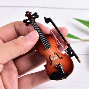 Muzyka dziecięca dźwięki Mini skrzypce z wsparciem miniaturowe drewniane instrumenty muzyczne kolekcja ozdobnych ozdób muzycznych zabawek 230629