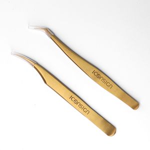 Eyelash Curler 2 Pieces/Set High Quality Eyelash rostfritt stål pincette Hög Tigthet Guld Anti-statisk krökt/böjd curler Make Up Tools 230629