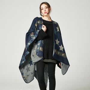 Scarves 2023 Design Women Winter Pashmina Star Shawl Wrap Autumn Fashion Knitted Thick Warm Ponchos Capes For Ladies Scarf