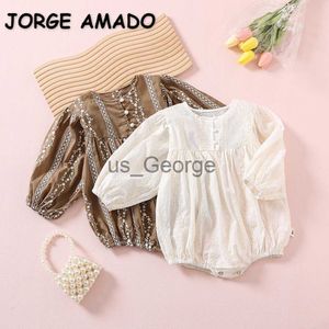 Conjuntos de roupas 2022 Estilo coreano Primavera Baby Wear Bodysuit de menina longa Mangas compridas Colo