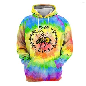 Felpe con cappuccio da uomo Bee Kind Tie-Dye Cosplay Abbigliamento 3D All Over Stampato Streetwear Donna per uomo Pullover/Felpa/Zipper 01