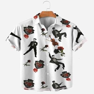 Мужские классические рубашки King Рубашка с коротким рукавом 3D с принтом по всему гавайскому стилю для мужчин и женщин Повседневная унисекс 230629