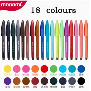 18pcs / MONAMI PLUS PENS - Colored Fine Liner Set Pennino in fibra Disegno Schizzo Marker Art Markers Forniture Cancelleria coreana