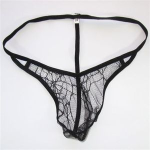 Mens String Pouch Sexy Thong G-String Back SpiderWeb Spider Lace C-Thru G4449 Herr Fun Underwear3027