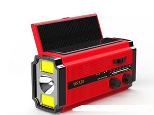 ラジオポータブルラジオハンドクランクAM FM NOAA緊急3IN1リーディングランプ懐中電灯ソーラー充電5000MAHパワーバンクiPhone Redmi